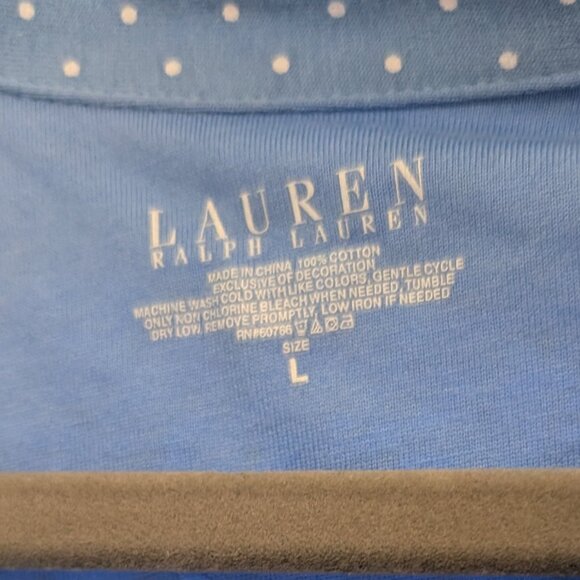 Ralph Lauren Blue Polka Dot Nightgown Night Dress Pajama Size Large 100% Cotton - Picture 4 of 9